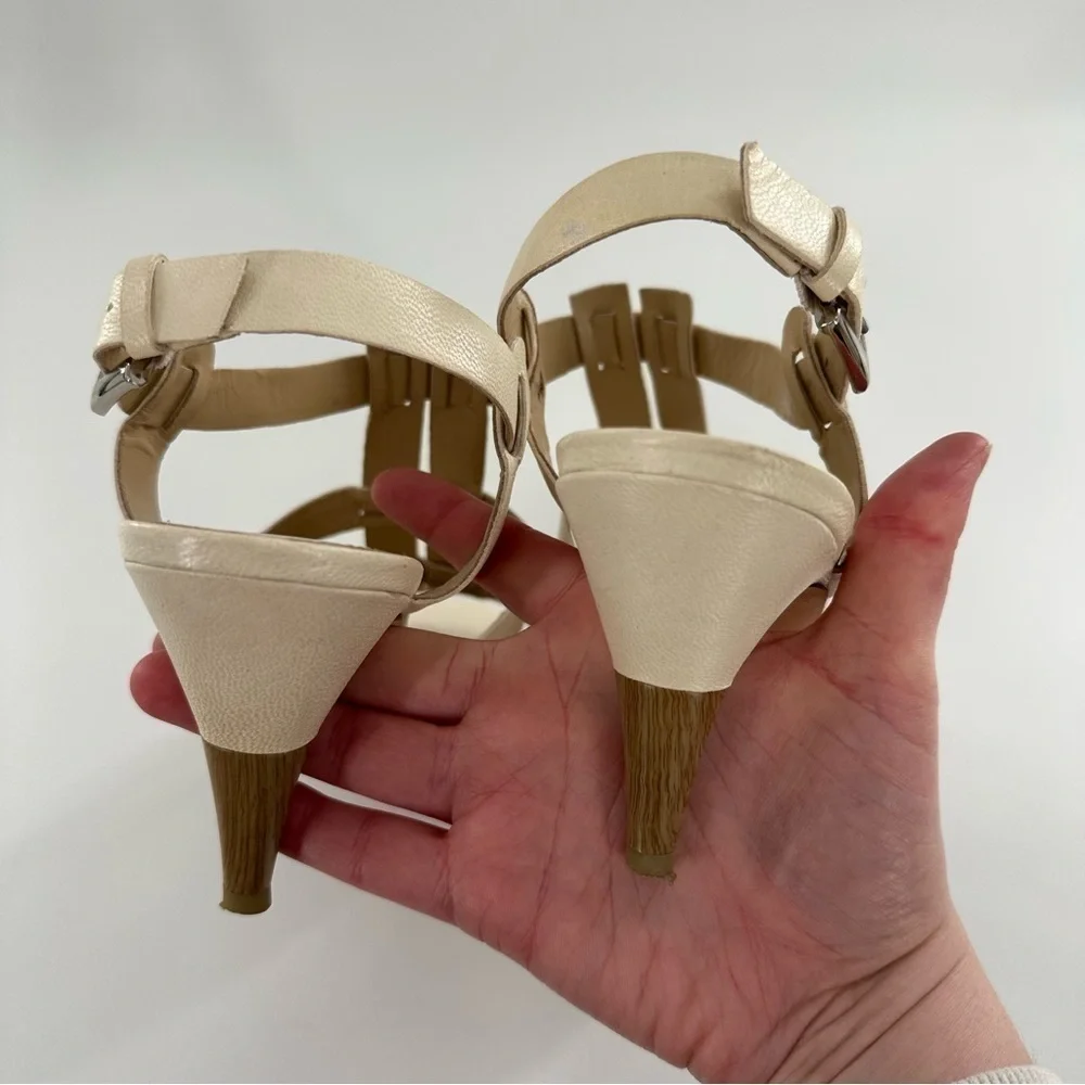 Via Spiga womens heels size 7.5 bone cream leather coastal granny